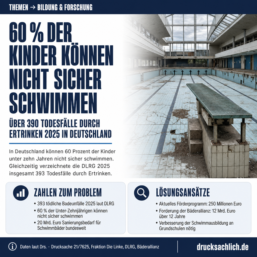 Schwimmfähigkeit: 60 % der Kinder nicht sicher im Wasser