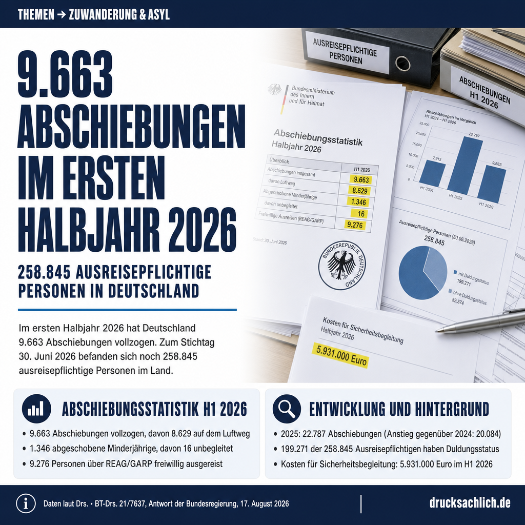 Abschiebungen 2026: 9.663 Vollzüge im ersten Halbjahr