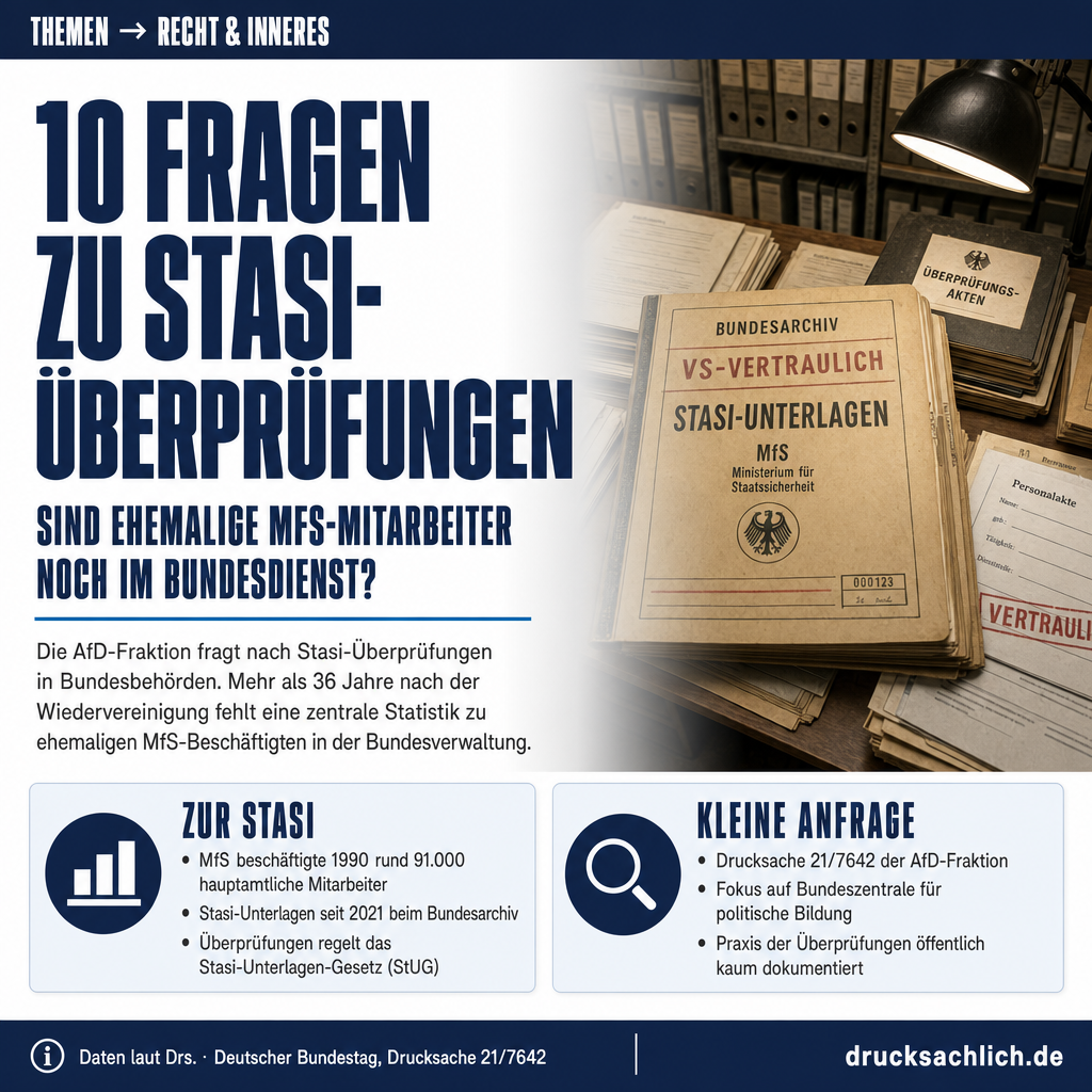 Stasi-Überprüfung im Bundesbehörden: AfD stellt 10 Fragen