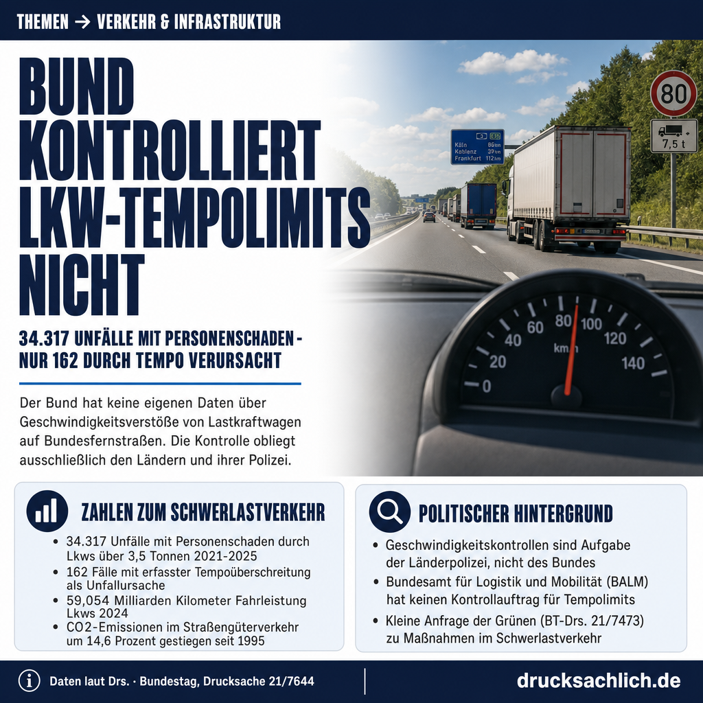 Lkw-Tempokontrollen: Bund hat keine Daten über Verstöße