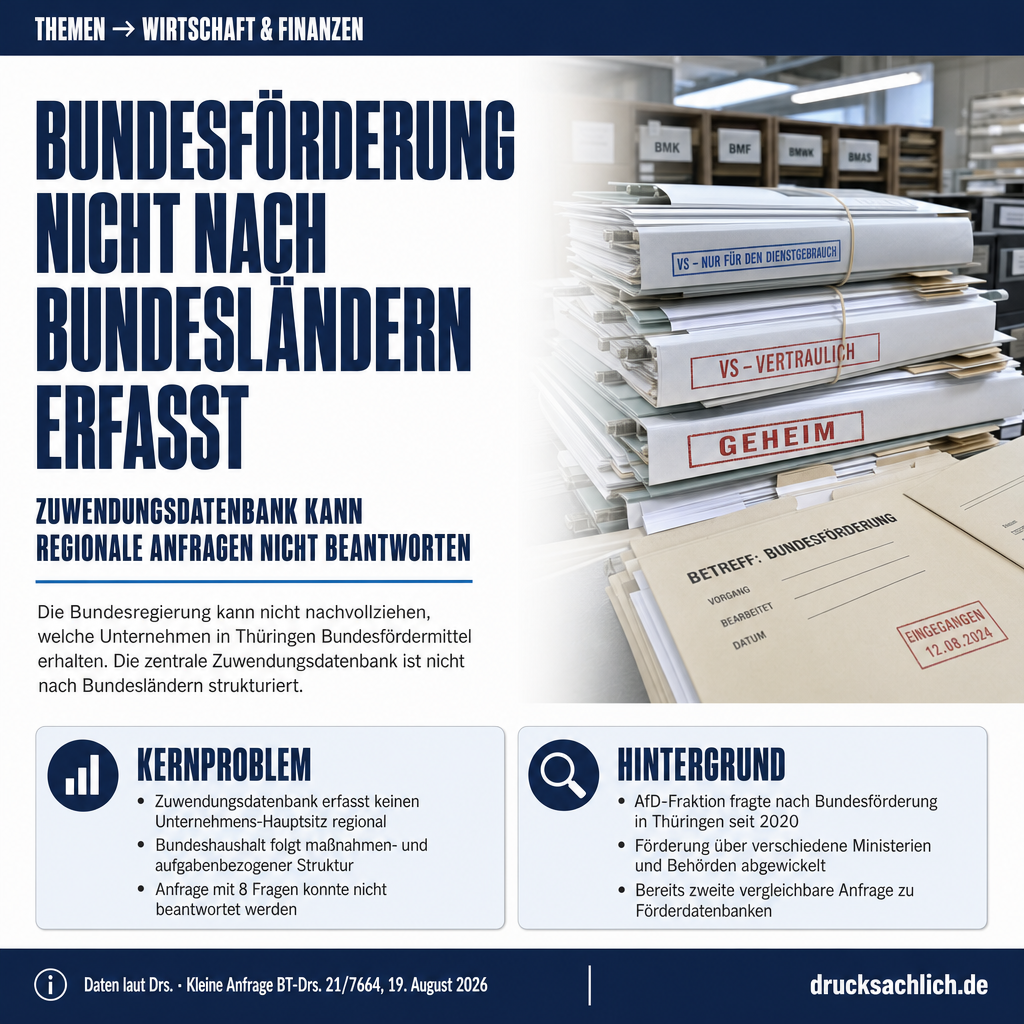 Bundesförderung Thüringen: Regierung kann nicht antworten
