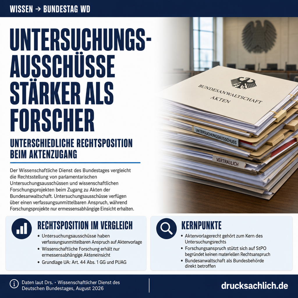 Bundesanwaltschaft: Untersuchungsausschüsse stärker gestellt als Forscher