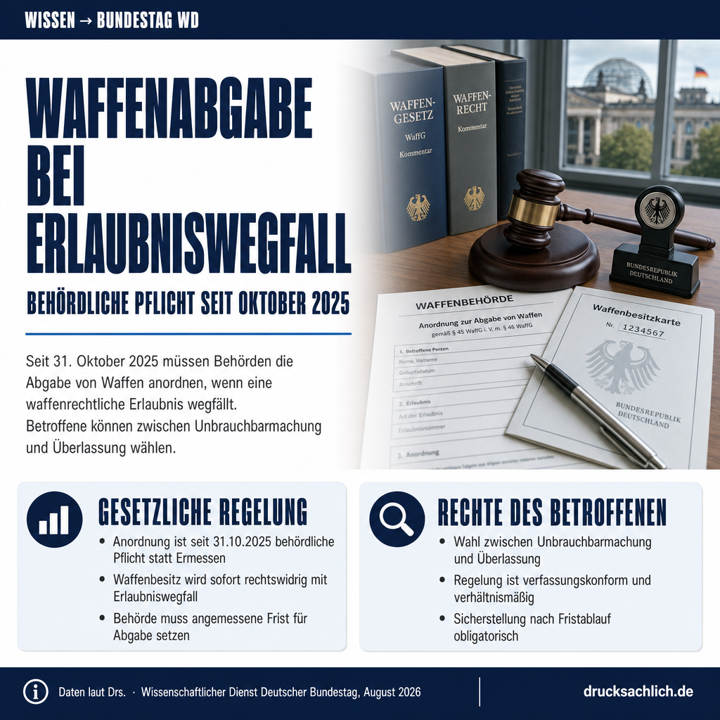 Waffenabgabe bei Erlaubniswegfall: Rechtliche Anforderungen