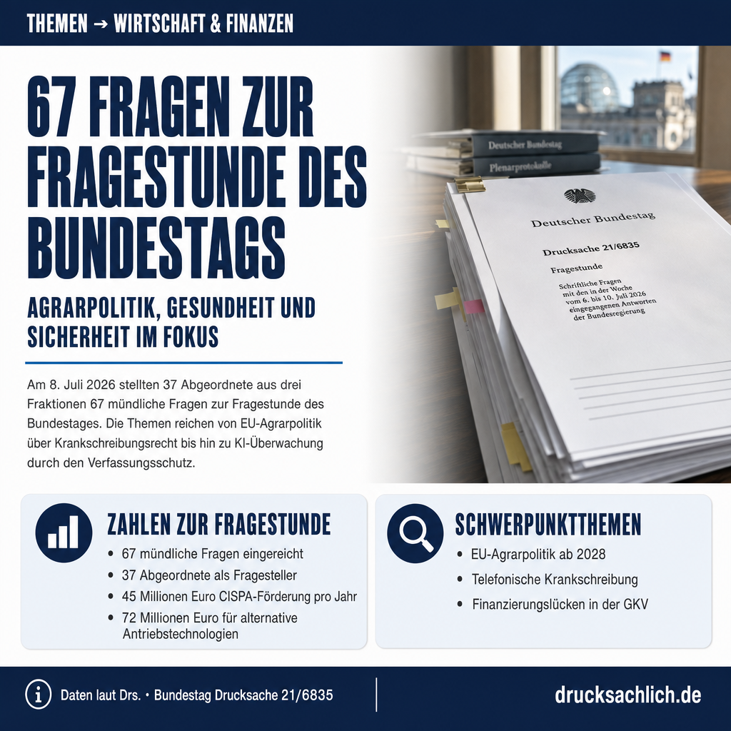 Fragestunde Bundestag: 67 Fragen zu Agrar, GKV und Hitzeschutz