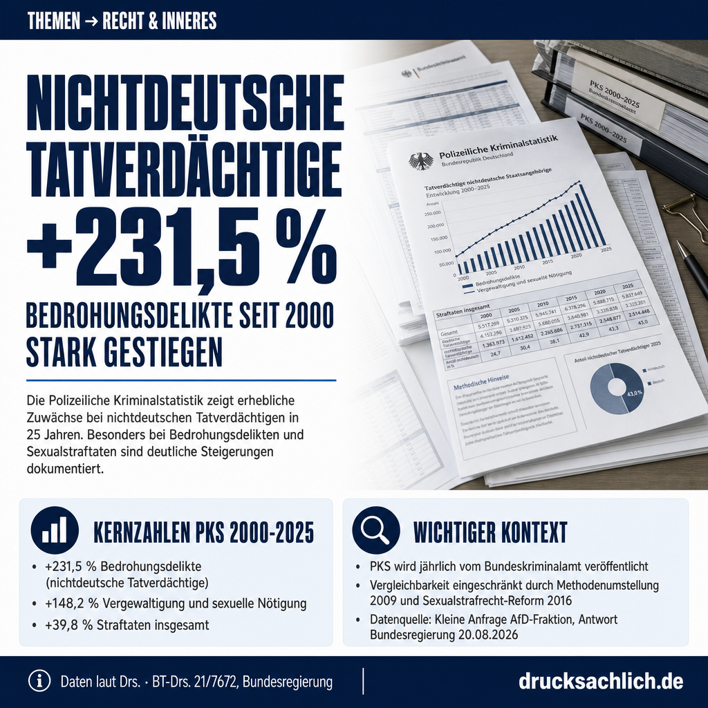 PKS 2000–2025: Nichtdeutsche Tatverdächtige stark gestiegen