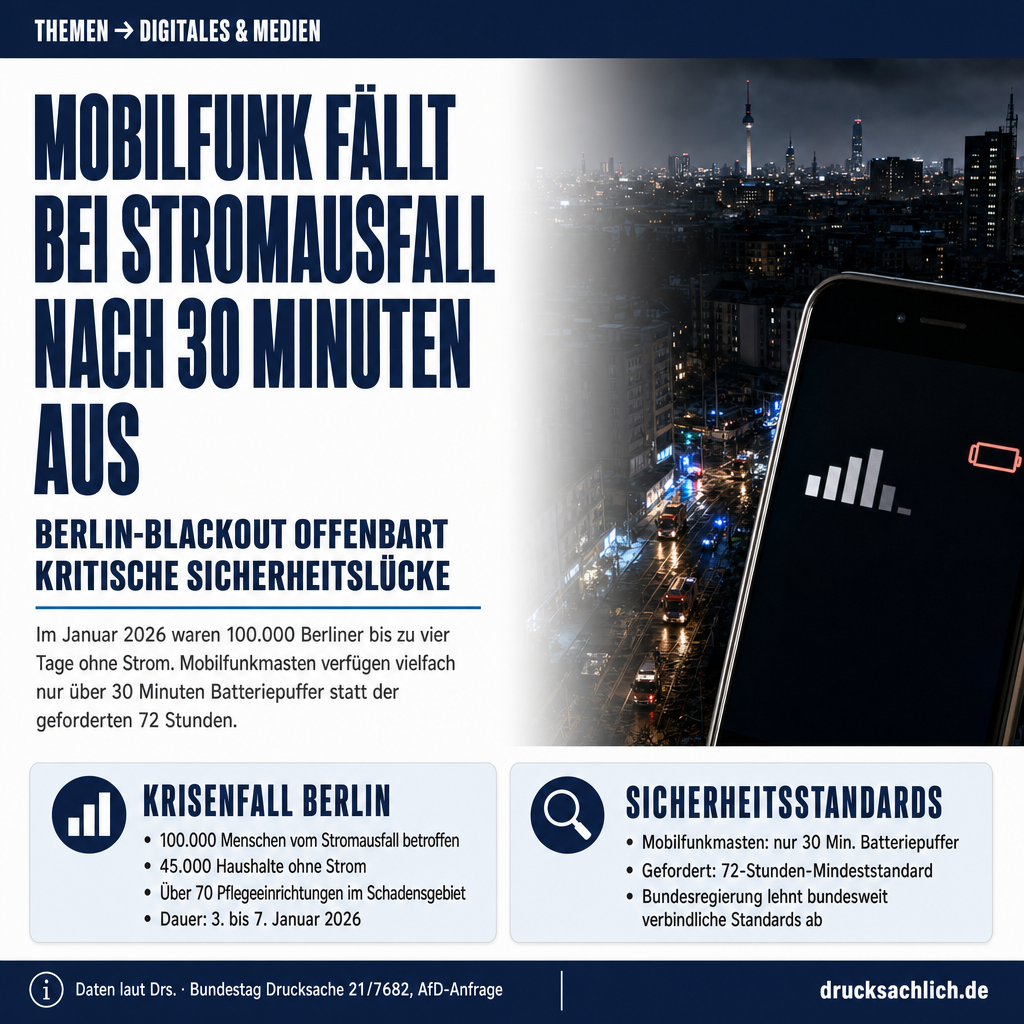 Mobilfunk bei Stromausfall: Kein Mindeststandard geplant