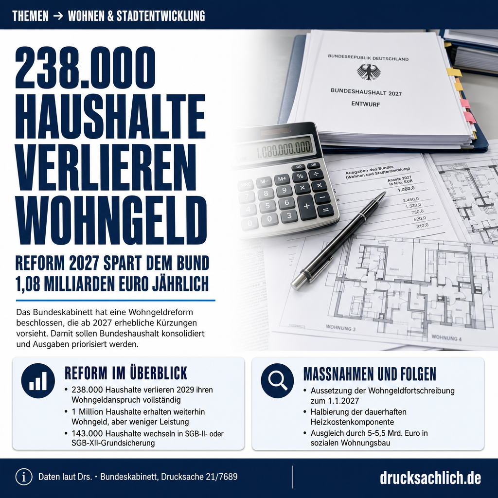 Wohngeld-Reform 2027: 238.000 Haushalte verlieren Anspruch