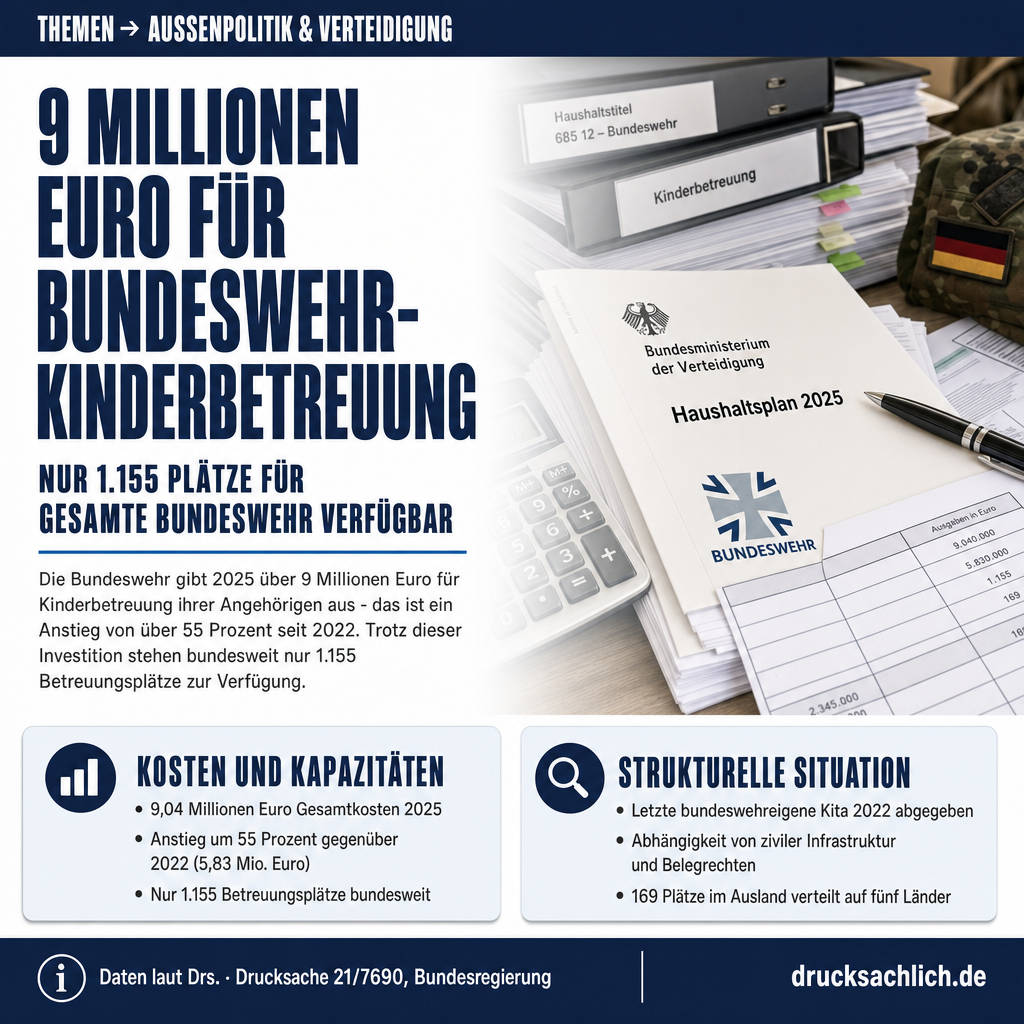 Bundeswehr-Kinderbetreuung: 9 Mio. Euro Kosten 2025