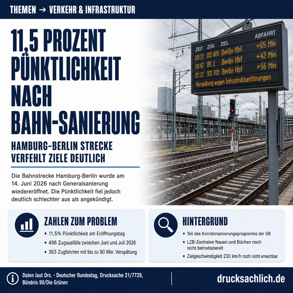 Bahn Hamburg–Berlin: Pünktlichkeit nach Generalsanierung