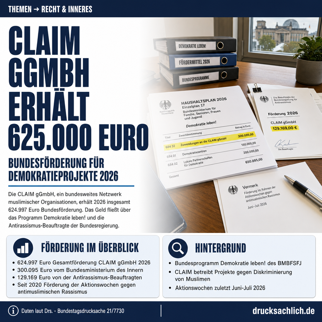 Demokratie leben!: CLAIM gGmbH erhält 625.000 Euro 2026