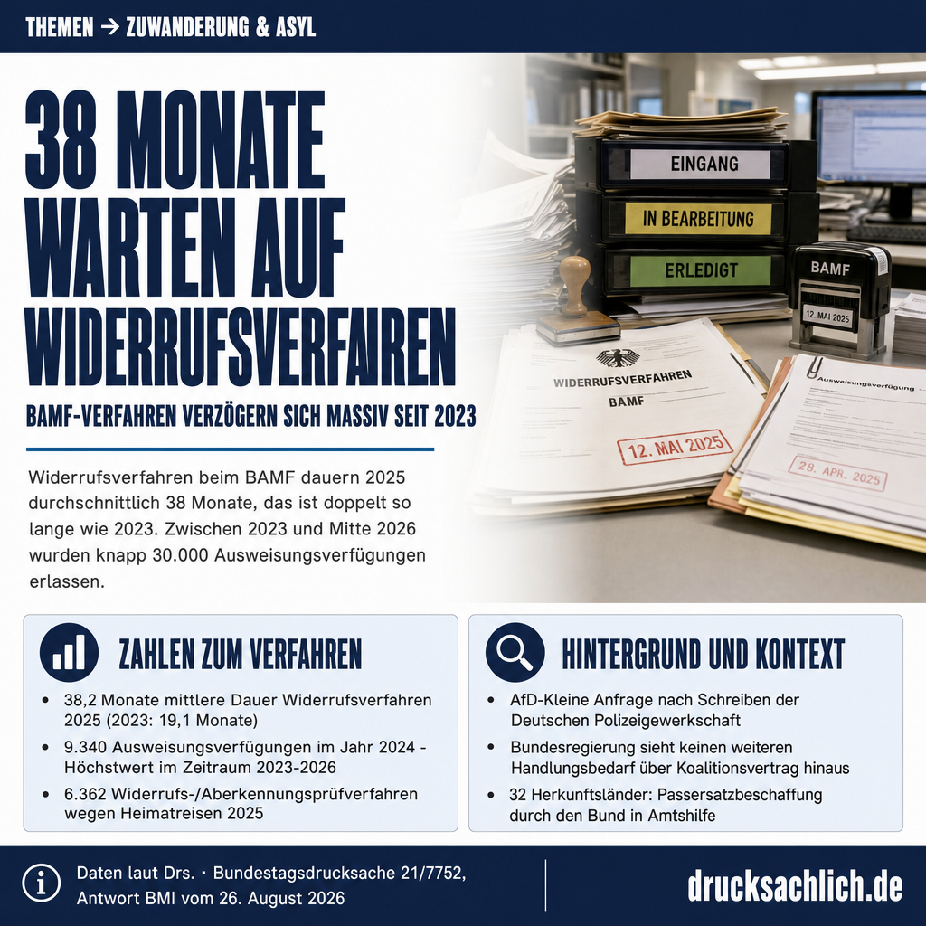 Abschiebungen: Widerrufsverfahren dauern bis 38 Monate