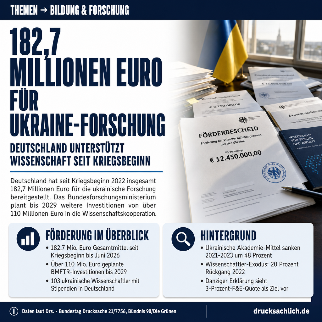 Ukraine-Forschungshilfe: 182 Mio. Euro seit Kriegsbeginn