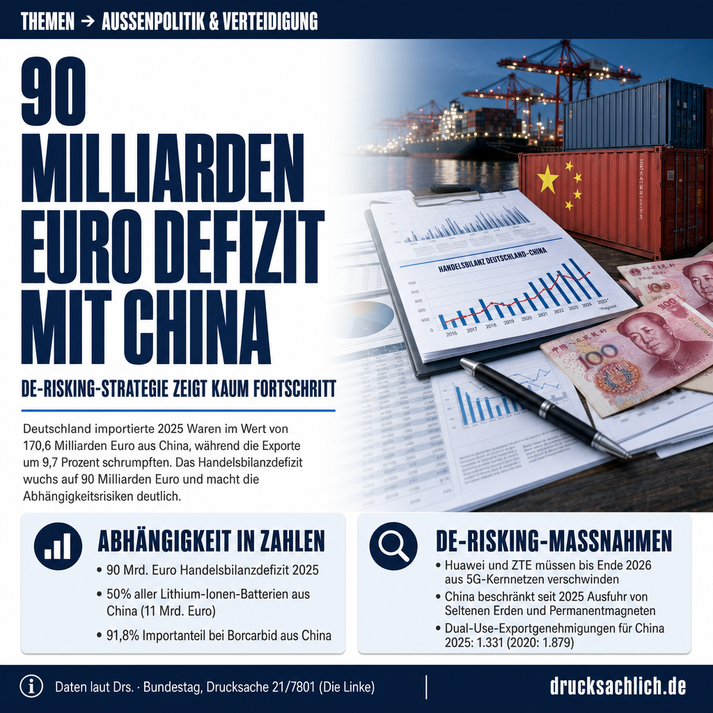 De-Risking China: 90 Mrd. Euro Defizit, kaum Fortschritt