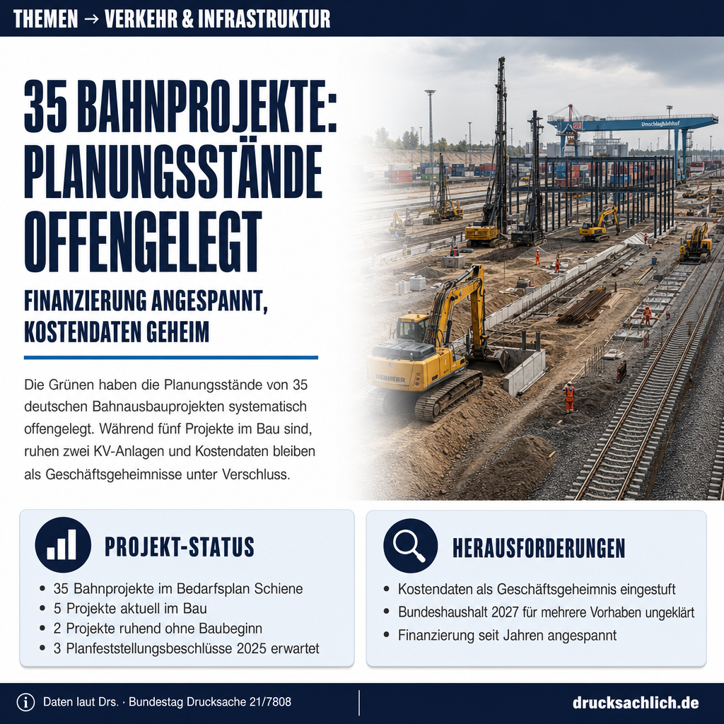 Bahnausbau: 35 Projekte im Planungsstand offengelegt