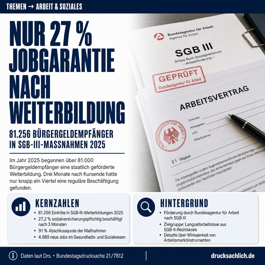 Bürgergeld-Weiterbildung: 27 % in Job nach SGB-III-Förderung