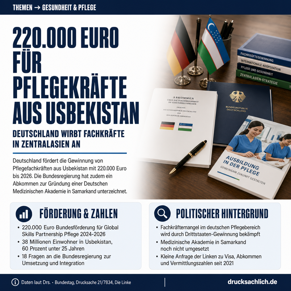 Pflegefachkräfte aus Zentralasien: 18 Fragen an die Bundesregierung