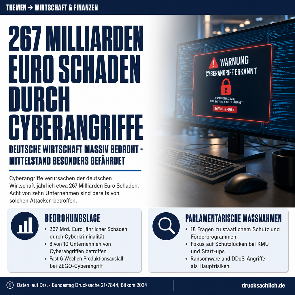 Cyberangriffe: 267 Mrd. Euro Schaden für deutsche Wirtschaft
