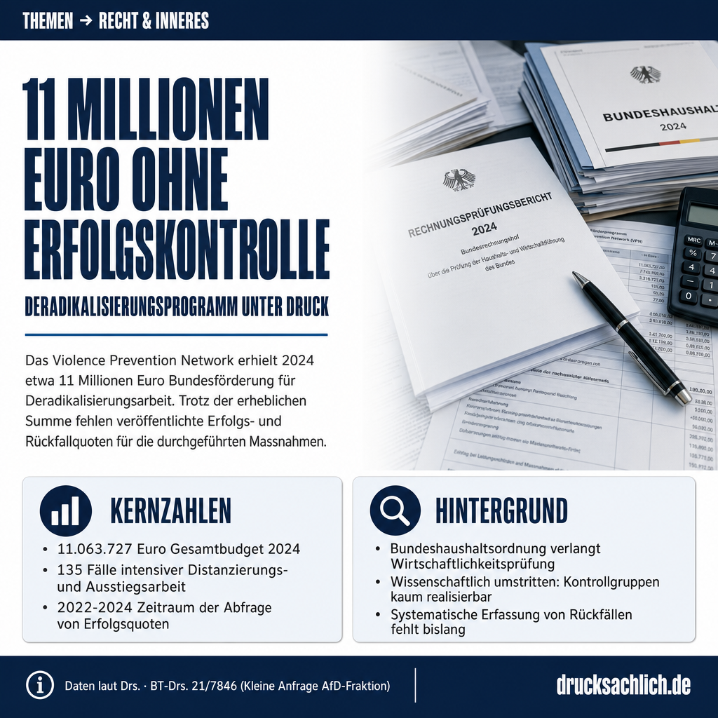 Deradikalisierung: 11 Mio. Euro ohne Erfolgskontrolle?