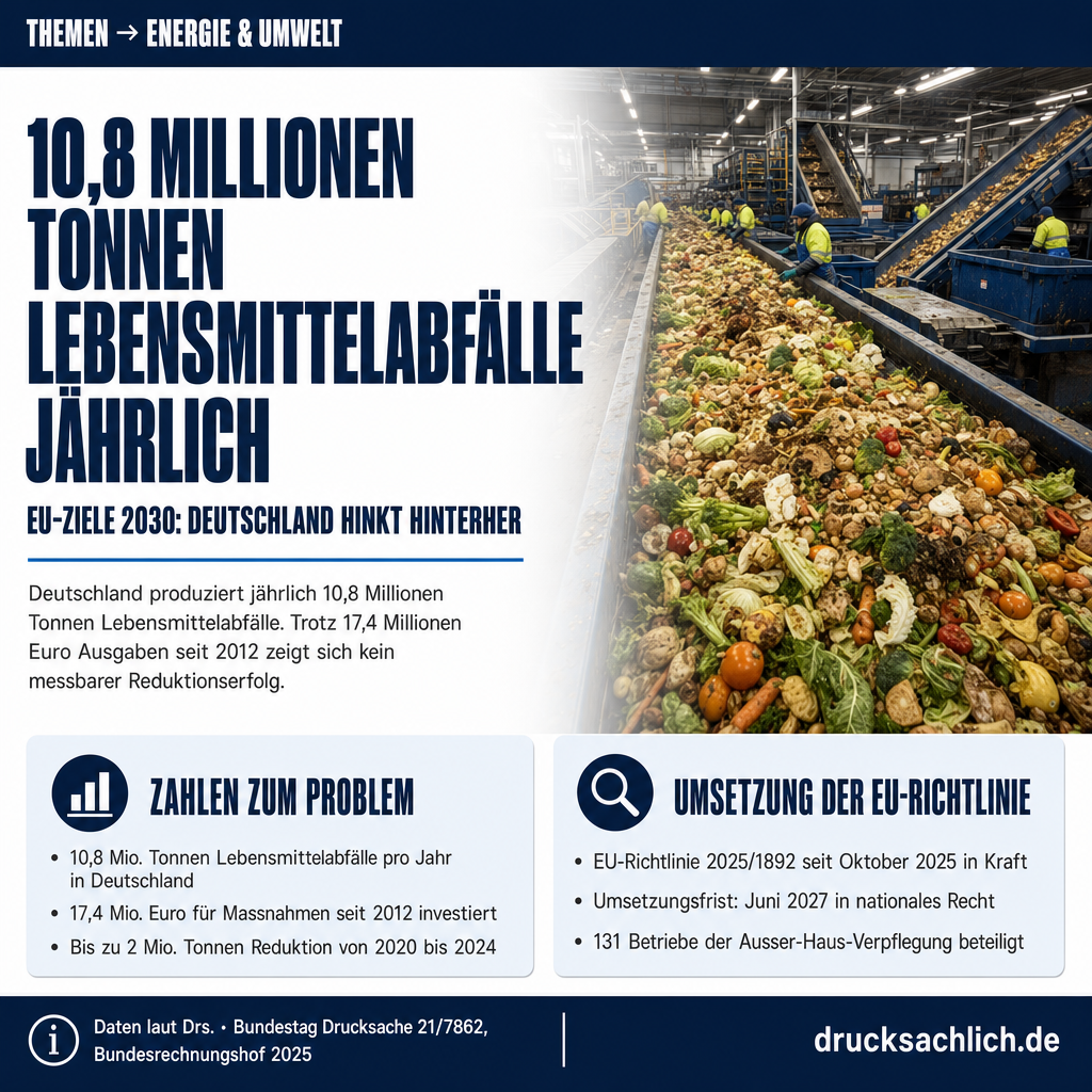 Lebensmittelabfälle: 10,8 Mio. Tonnen und EU-Ziele 2030