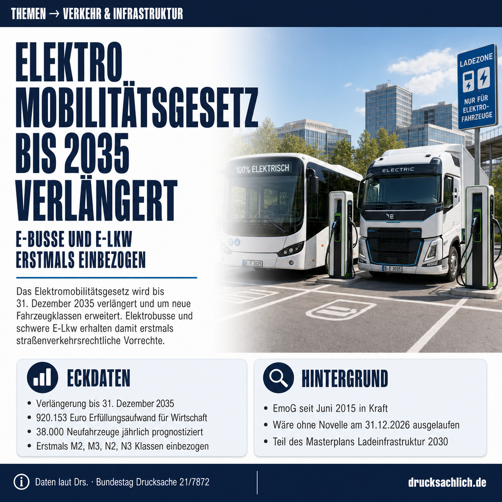 Elektromobilitätsgesetz 2026: EmoG-Novelle bis 2035 verlängert