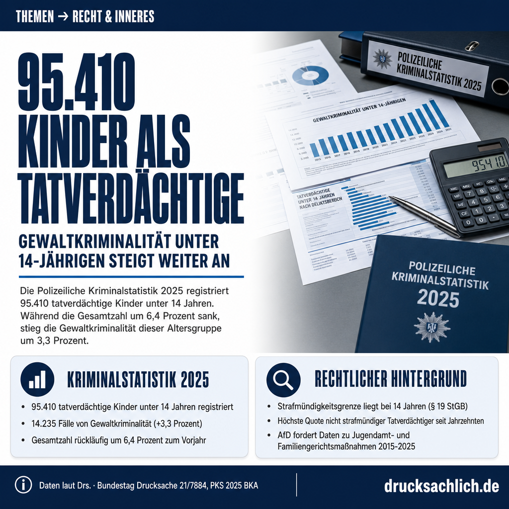 Strafmündigkeit: 95.410 tatverdächtige Kinder unter 14