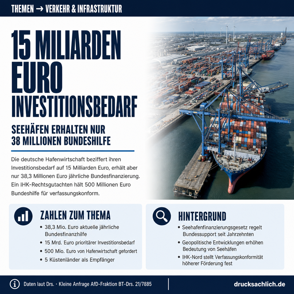 Seehäfen: 15 Mrd. Euro Investitionsbedarf und 38 Mio. Bundeshilfe