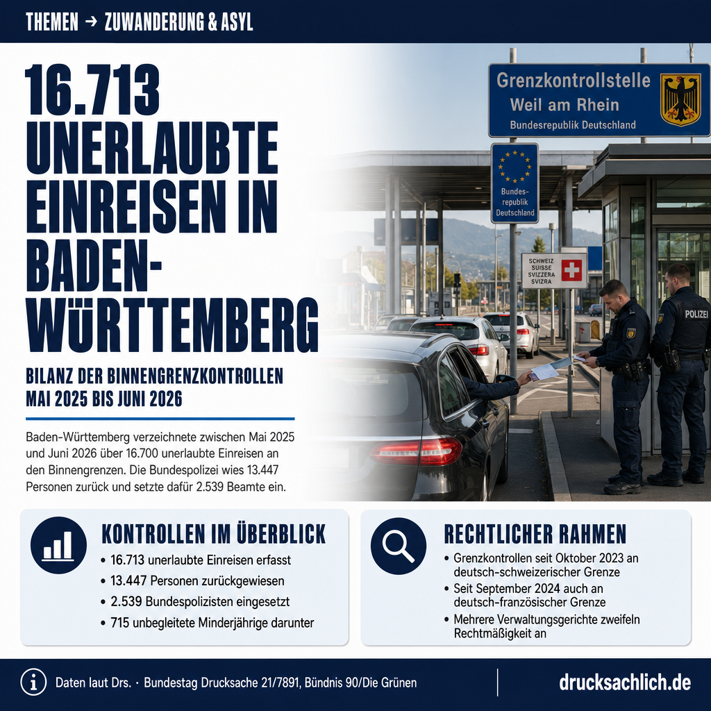 Binnengrenzkontrollen BW: 16.713 unerlaubte Einreisen