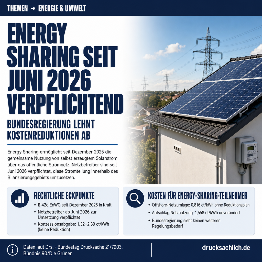 Energy Sharing: Bundesregierung sieht keinen Nachbesserungsbedarf