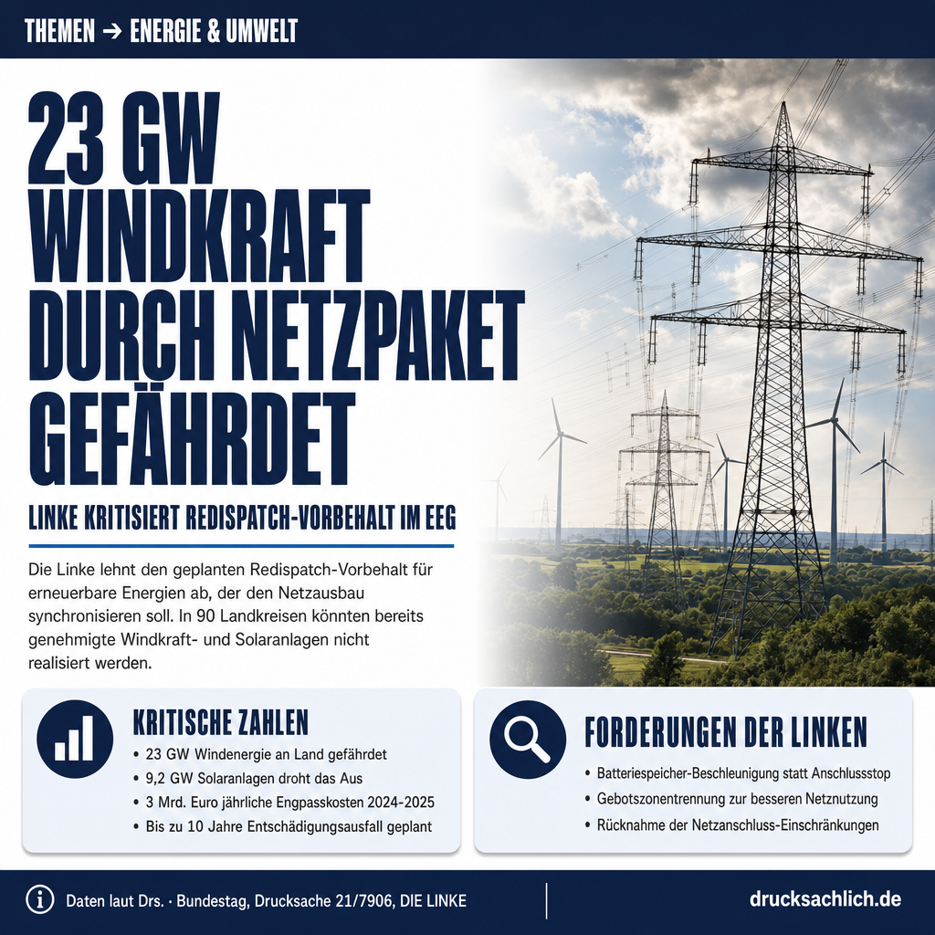 Netzengpässe: Linke gegen Redispatch-Vorbehalt im EEG