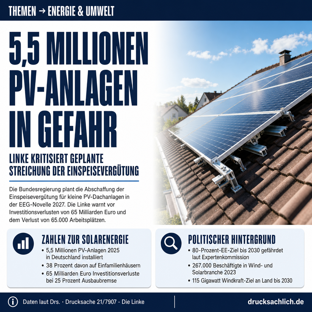 EEG-Novelle 2027: Linke gegen Kürzungen bei Solar und Wind