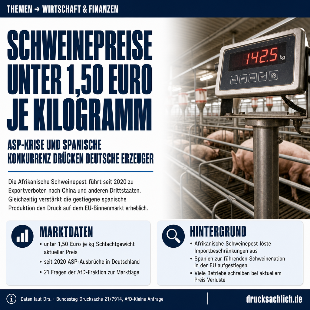 Schweinehaltung: Preisverfall und ASP-Krise unter 1,50 Euro/kg