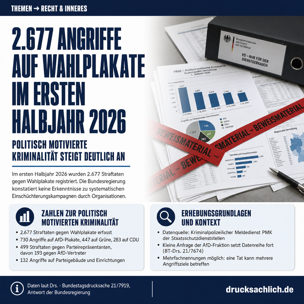 PMK 2026: 2.677 Angriffe auf Wahlplakate im ersten Halbjahr