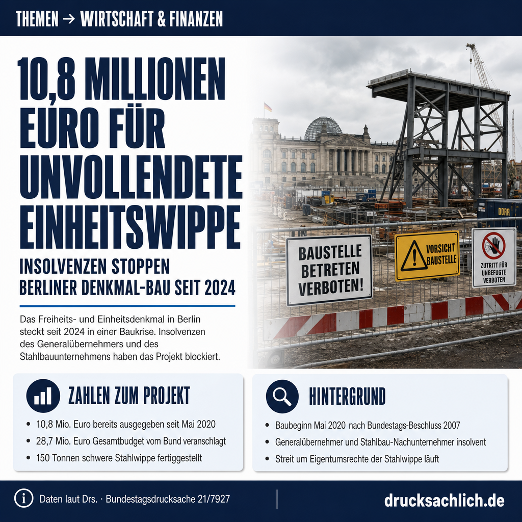 Einheitsdenkmal Berlin: Insolvenz stoppt Bau nach 10,8 Mio. Euro