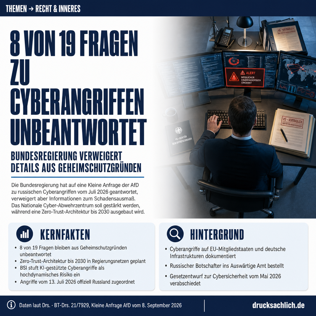 Cyberangriffe Russland 2026: Bundesregierung verweigert Details