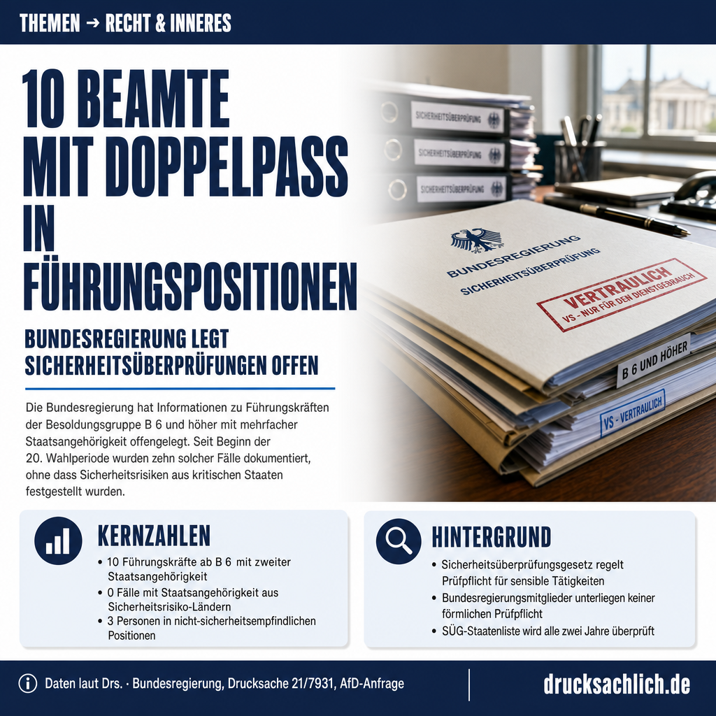10 Beamte mit Doppelpass: Was die Bundesregierung offenlegt