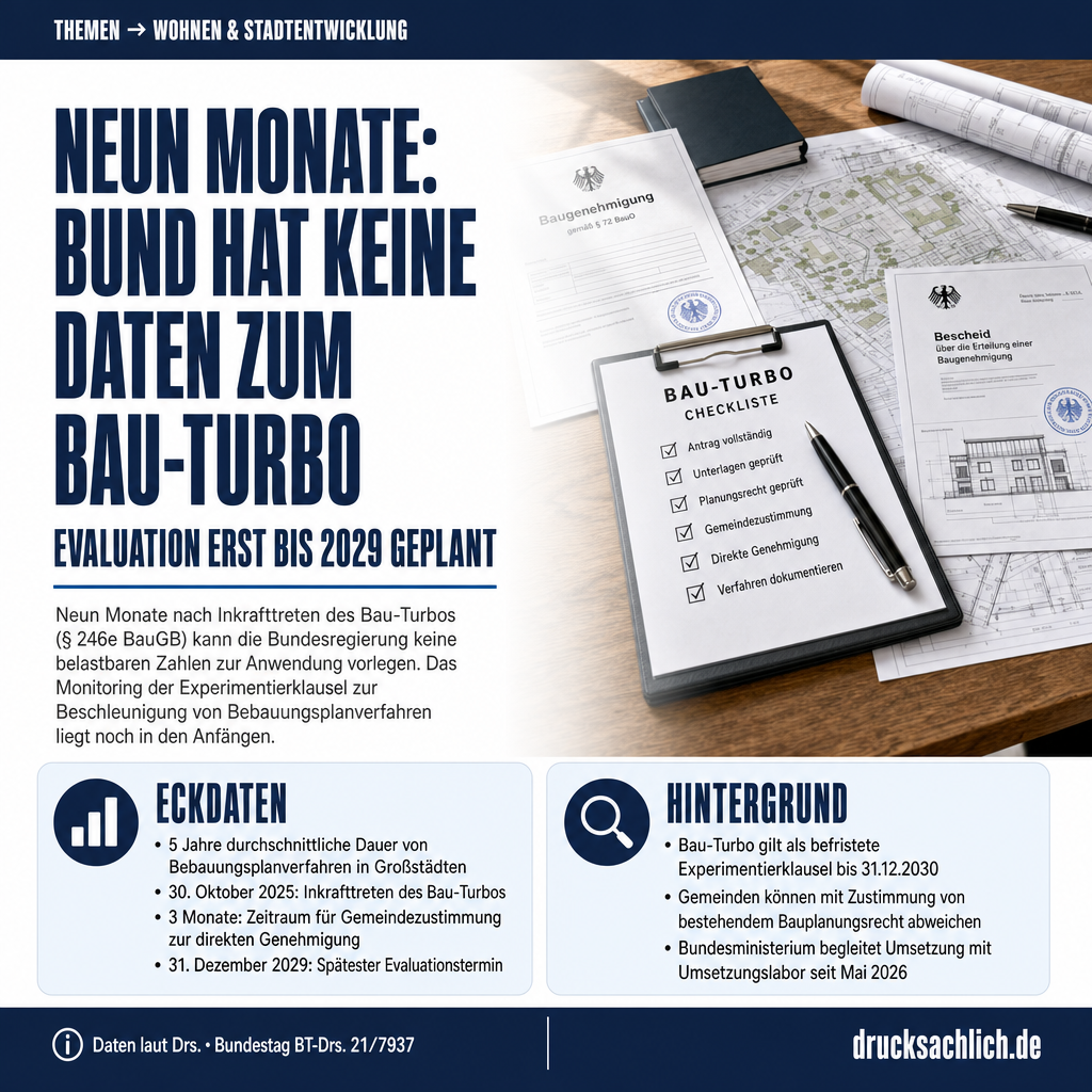 Bau-Turbo § 246e BauGB: Keine Daten nach neun Monaten