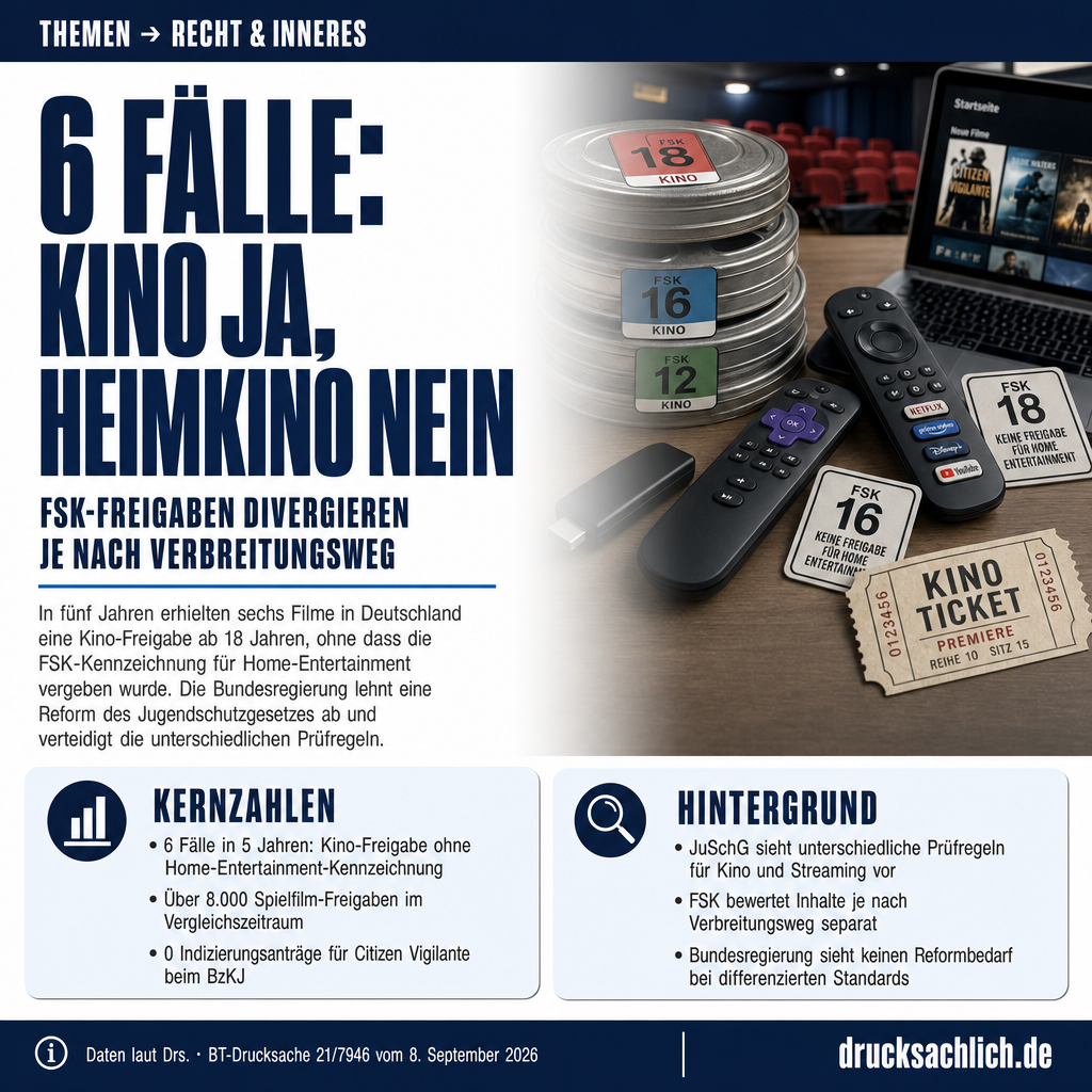 FSK-Jugendschutz: Kino ja, Heimkino nein – 6 Fälle in 5 Jahren