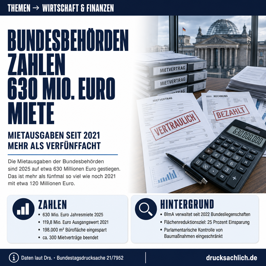 Bundesbehörden: Mietausgaben auf 630 Mio. Euro gestiegen