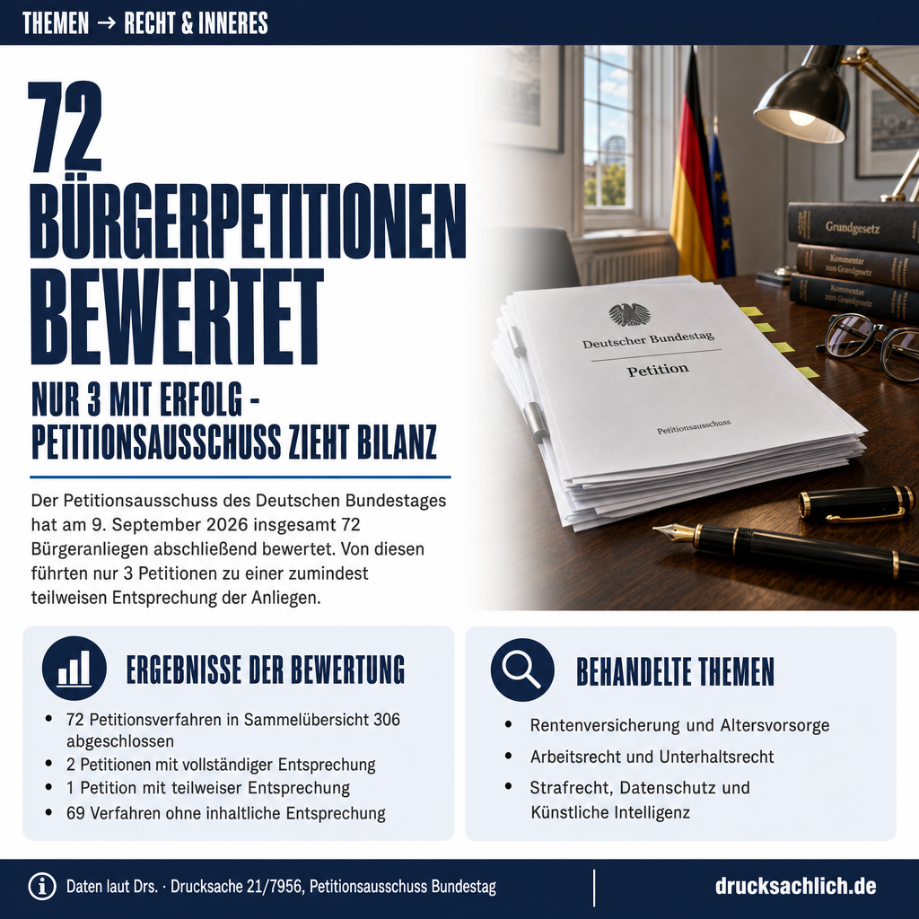 Petitionsausschuss: 72 Bürgeranliegen abschließend bewertet