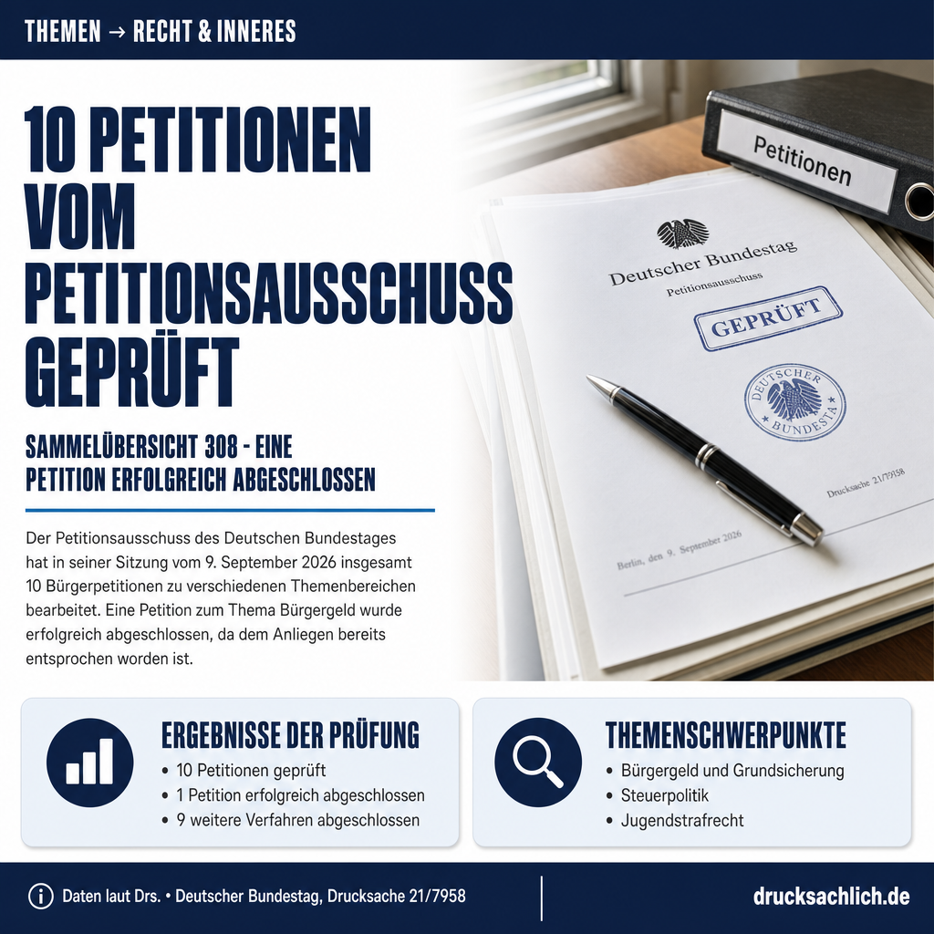 Petitionsausschuss: Sammelübersicht 308 vom September 2026