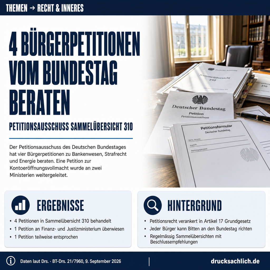 Petitionsausschuss: Sammelübersicht 310 mit 4 Petitionen