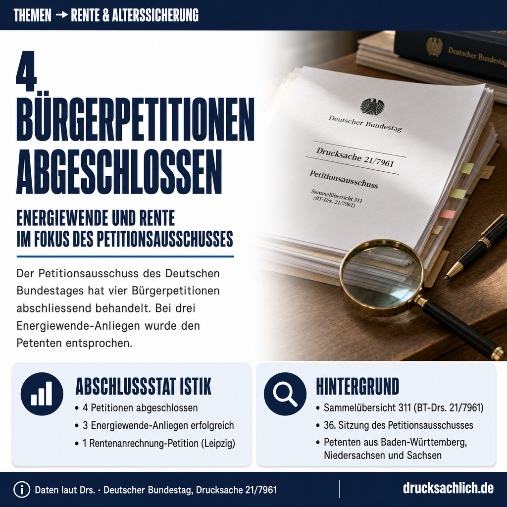 Petitionsausschuss: Energiewende und Rente abgeschlossen