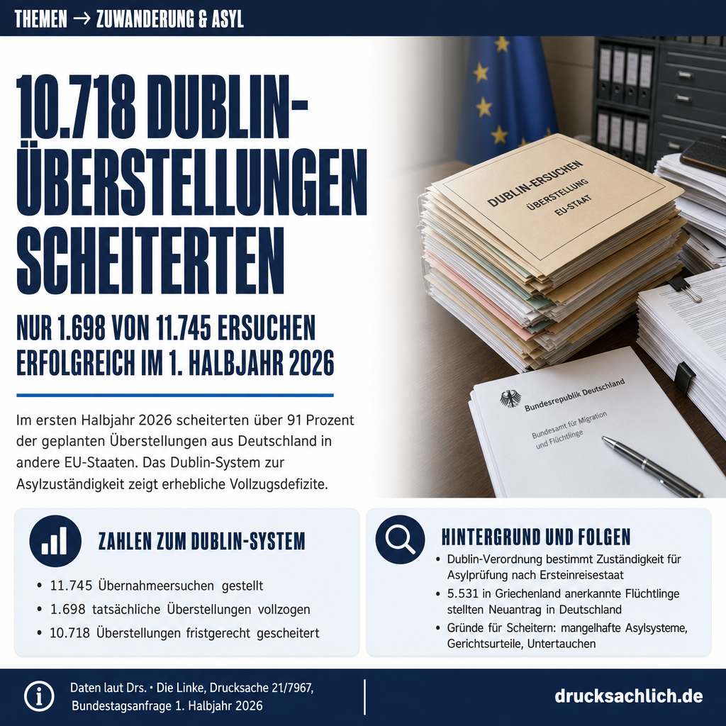 Dublin-Verfahren 2026: 10.718 Überstellungen scheiterten