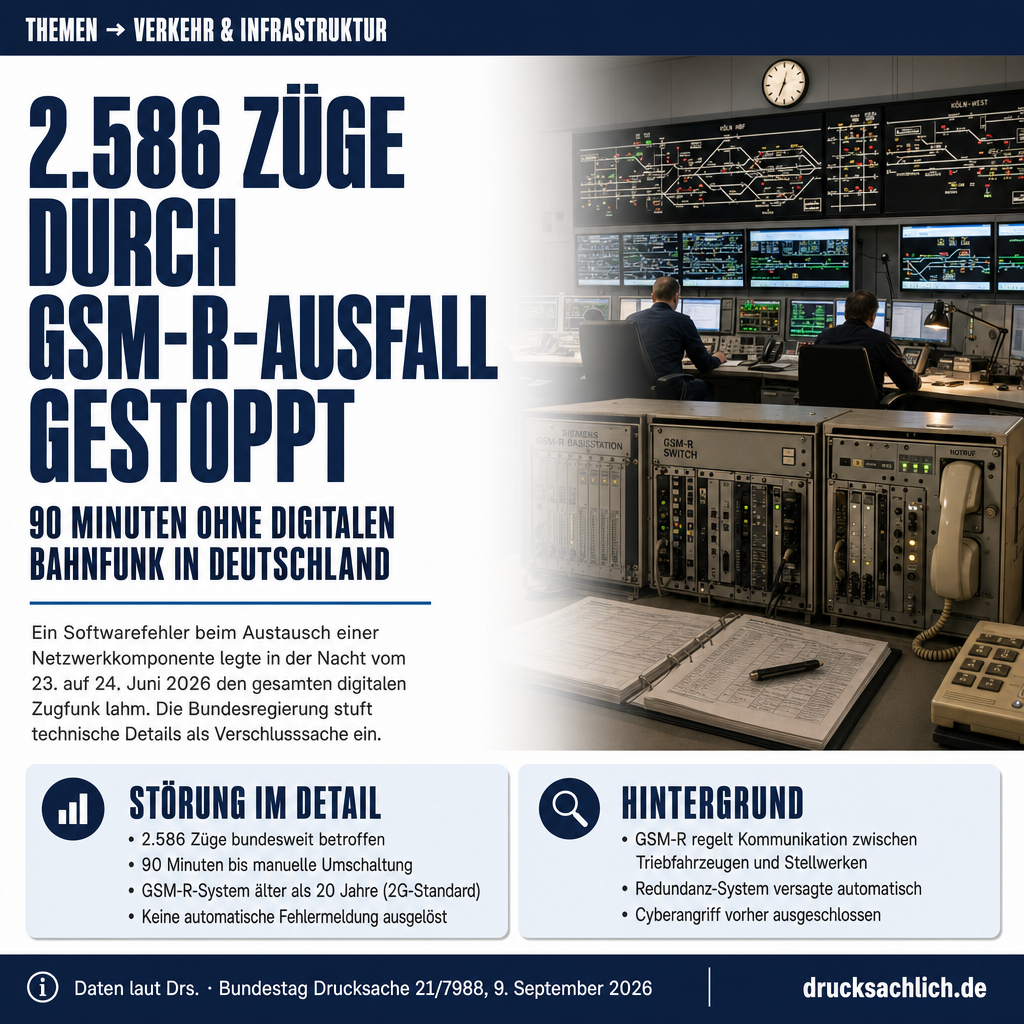 GSM-R-Störung Bahn: 2.586 Züge betroffen, Details geheim