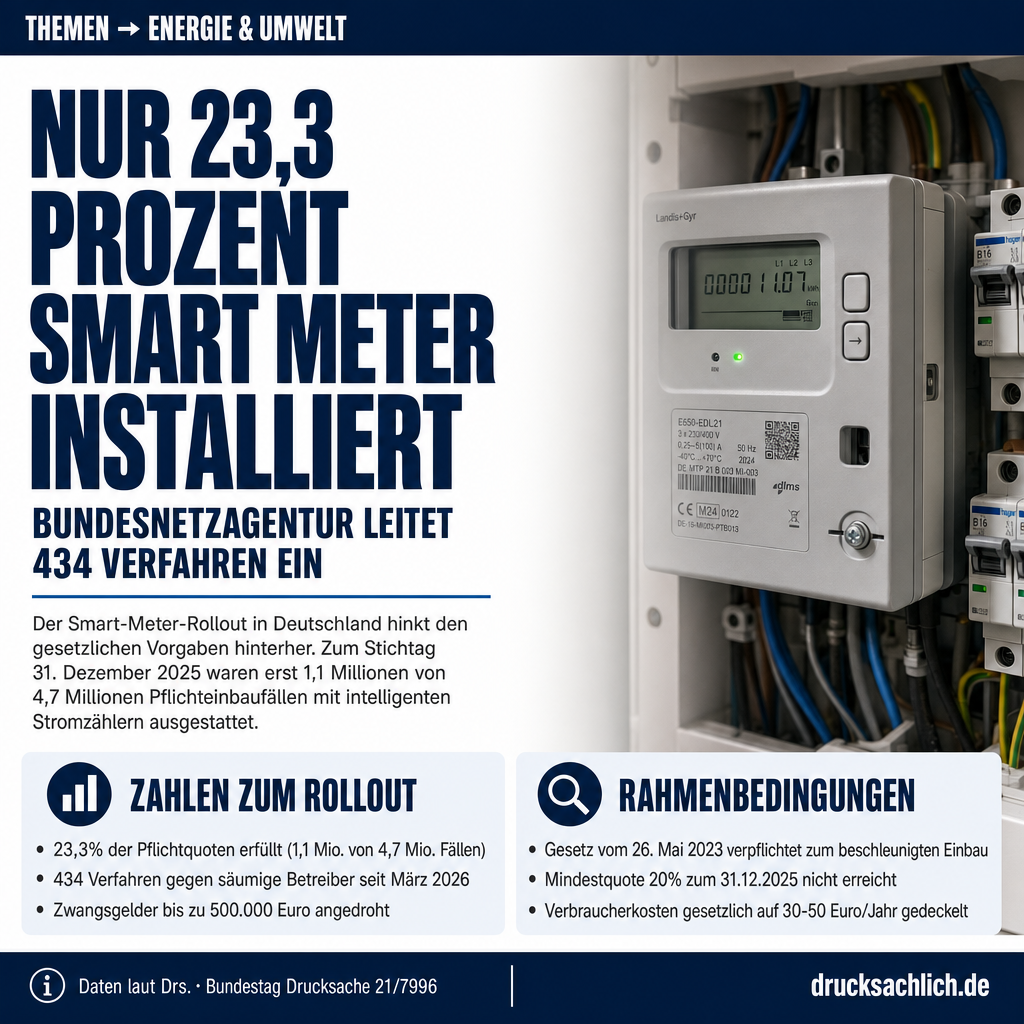 Smart-Meter-Rollout: 23,3 Prozent Quote und 434 Verfahren