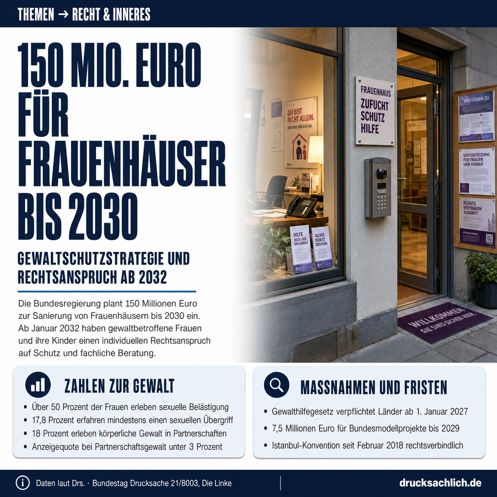Gewalt gegen Frauen: 150 Mio. Euro für Frauenhäuser bis 2030