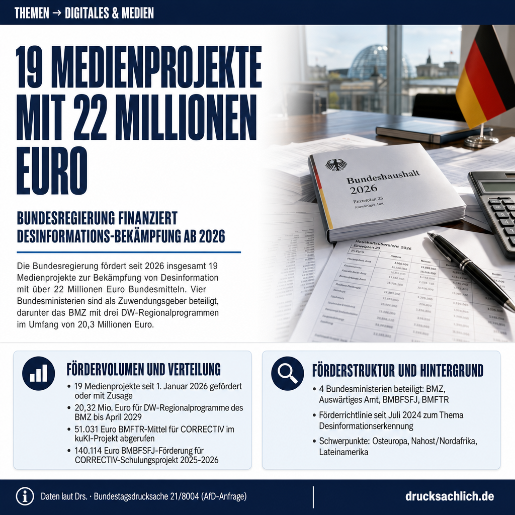 Medienförderung: Bund finanziert 19 Projekte ab 2026