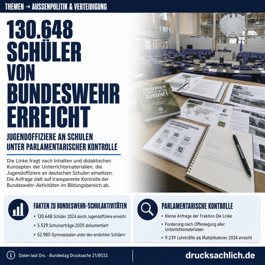 Bundeswehr an Schulen: Materialien für 130.648 Schüler unter Kontrolle