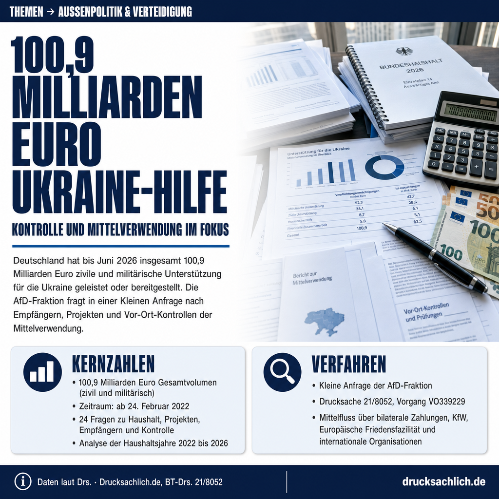 Ukraine-Hilfe: 100,9 Mrd. Euro — Kontrolle und Empfänger gefragt