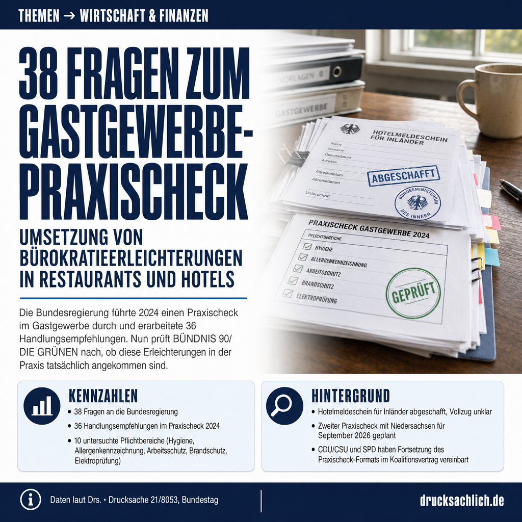 Bürokratieabbau im Gastgewerbe: 38 Fragen an die Bundesregierung